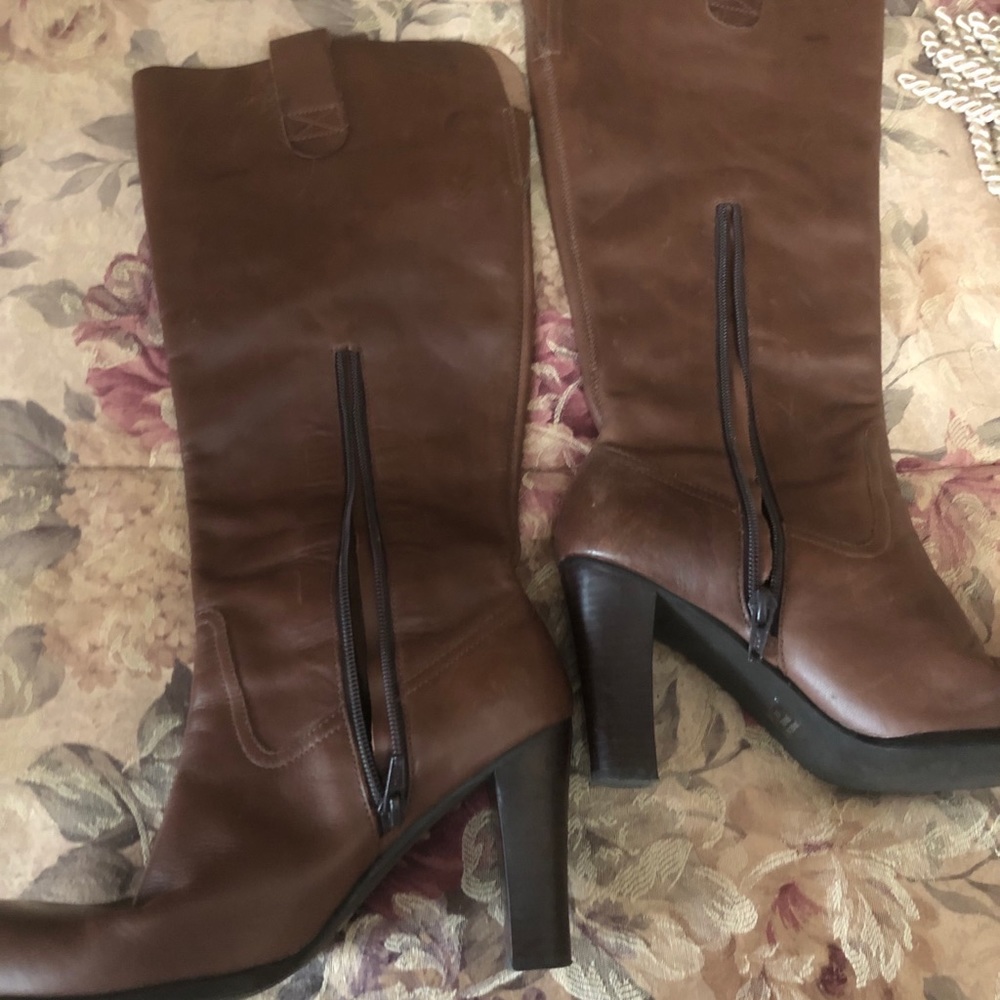 Brown Leather Knee High Boots